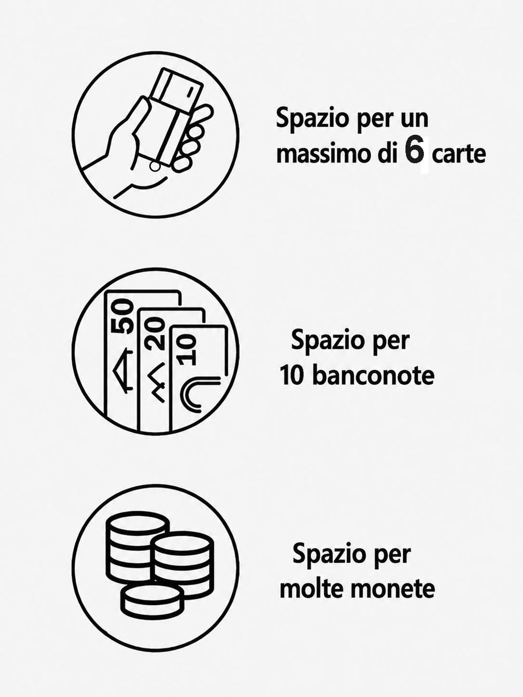 Portafoglio per carte, banconote e monete “Capiente”