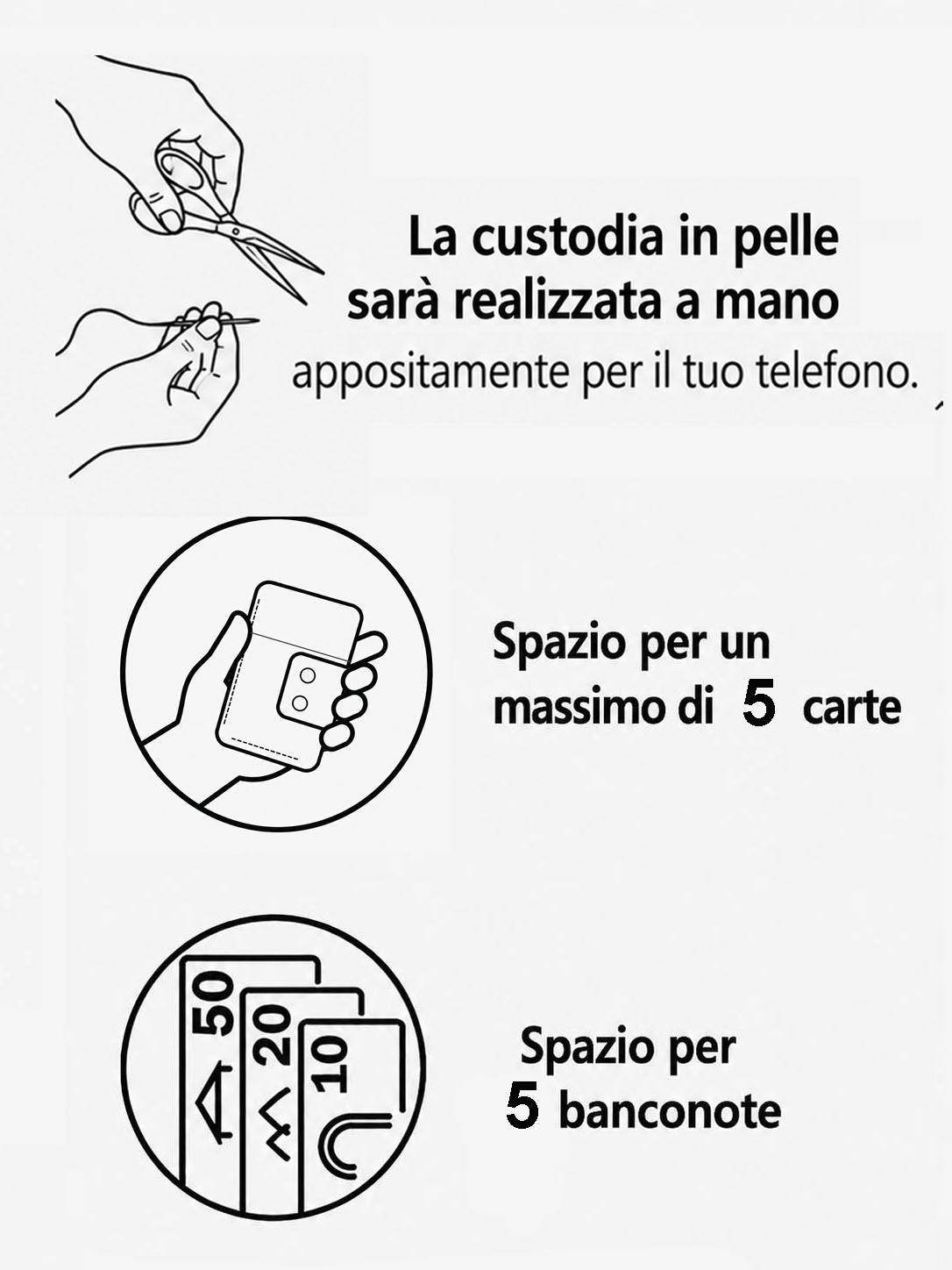 Custodia per telefono con portafoglio “Pratica”